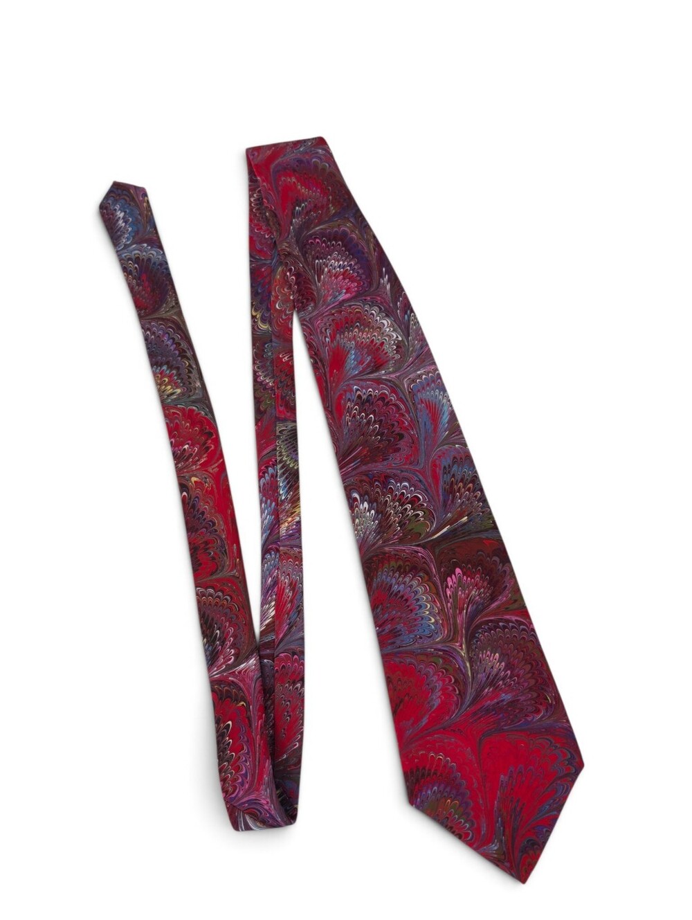 Vintage Silk Red Marbled Art Tie Men's Necktie By Smithsonian Institution